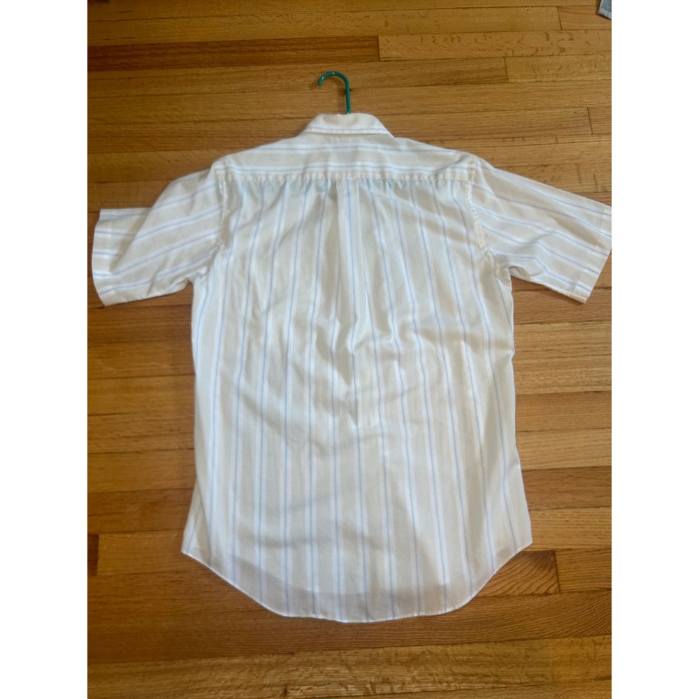 Christian Dior Mens Vintage Blue Tan Striped Short Sleeve Button Down Shirt M - Picture 5 of 5